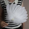 thumbnail image 6 of Byfri White Pearl Exquisite Feather Hand Fan Vintage Folding Handheld Fan for Dance Party 30x30cm, 6 of 7