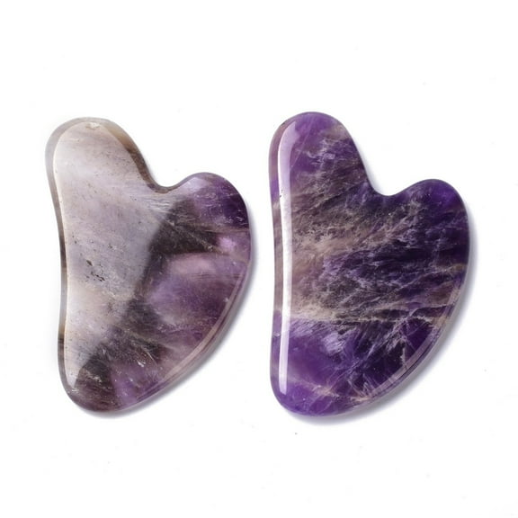 1pc Natural Amethyst Gua Sha Boards Scraping Massage Tools Gua Sha Facial Tools Heart 79~80x54~57x5~8mm