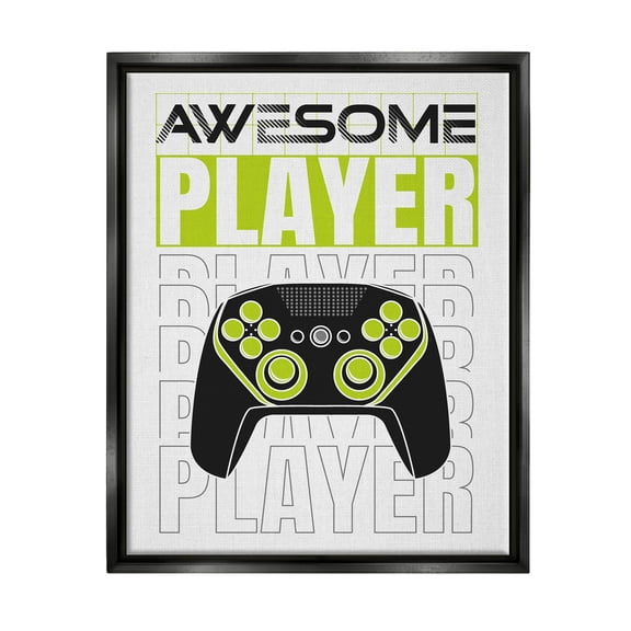 Awesome Player Gaming Controller Art for Kids Graphic Art Jet Black Framed Art Print Wall Art