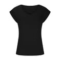 thumbnail image 2 of Scyoekwg Womens Tops Trendy Summer Short Sleeve Loose Comfy Blouse Tshirt Casual Crewneck Basic Tops Going Out Tops Classic Solid Color T Shirt (Black,XXL), 2 of 6
