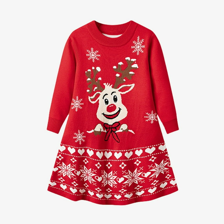 sweater dresses for christmas party Women Ugly Christmas Sweater Dress Printed Long Sleeve Knit Mini Dress Xmas Tunic Dress
