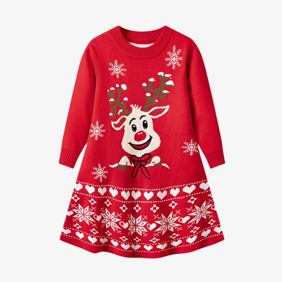 Girls Dress Long Sleeve Knit Gown Elegant Pretty Cozy Knit for Winter and Party Charming Dress Set