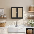 thumbnail image 4 of Rattan Laundry Room Wall Cabinets with Adjustable Shelves，24INCH Bathroom Cabinets Wall Mounted, Wall Cabinet Storage for Bedroom/Kitchen, Black, 4 of 6