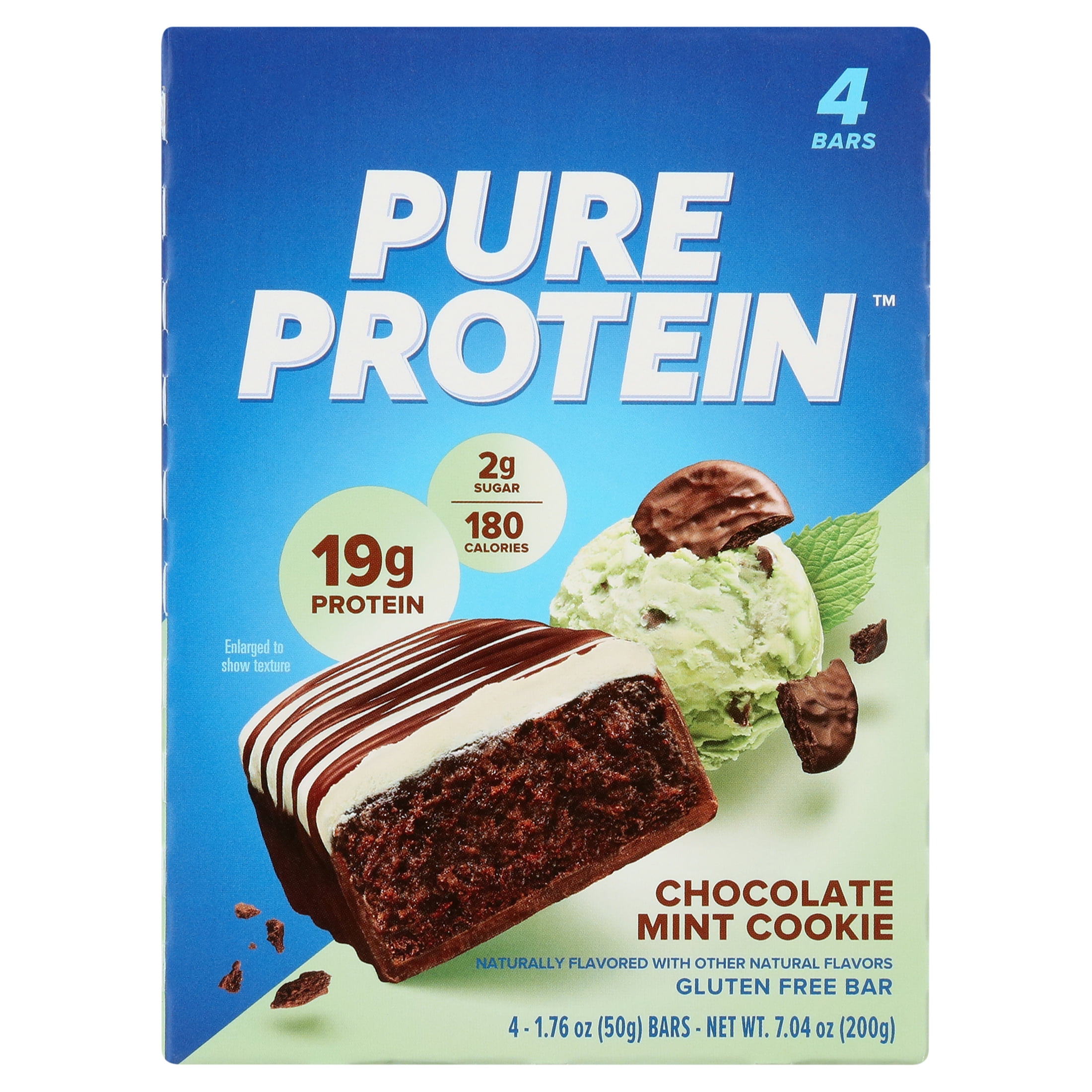 Pure Protein Bars, Chocolate Mint Cookie, Gluten Free, 20g Protein, 1.76 oz, 4 Count