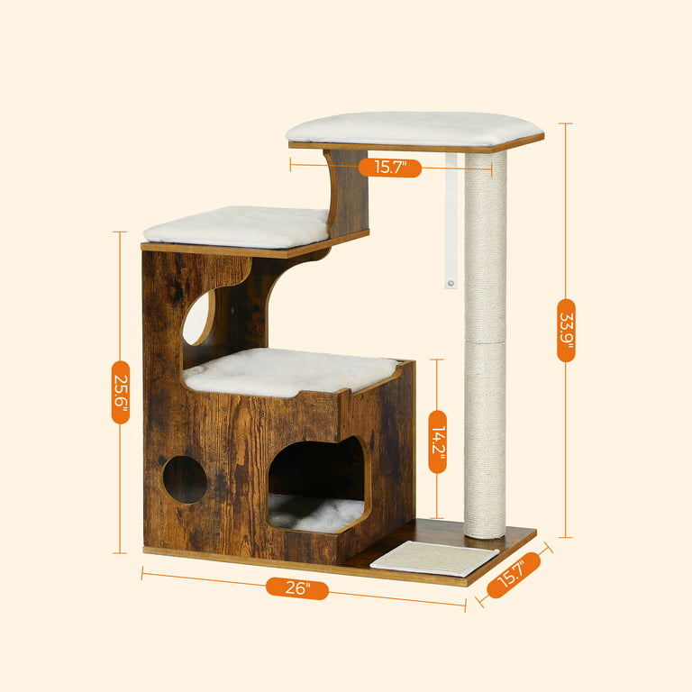 FEANDREA Cat Tree with Sisal-Covered Scratching Posts UPCT51W : :  Pet Supplies