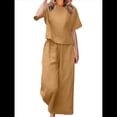 thumbnail image 1 of Conjunto de 2 Piezas para Mujer: Blusa de Media con Cuello y Pantalón con Bolsillos, Informal para el Trabajo y Viajes. Café 4XL, 1 of 6