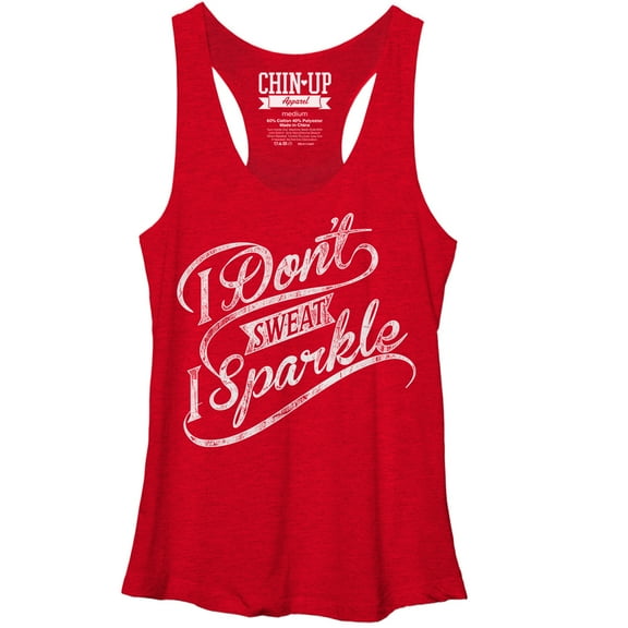 Women's CHIN UP I Sparkle Racerback Tank Top Red Heather Small
