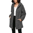 thumbnail image 5 of Atogsazn Women's Sherpa Full Zip Jacket Casual Fleece Long Sleeve Hooded Coat Winter Warm Jacquard Tops Dark Gray XXL Fashion, 5 of 9