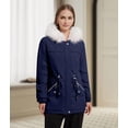 thumbnail image 4 of Winter Coats for Women Warm Fleece Long Back Jacket Thicken Parka with Hood Navy Blue XL, 4 of 7