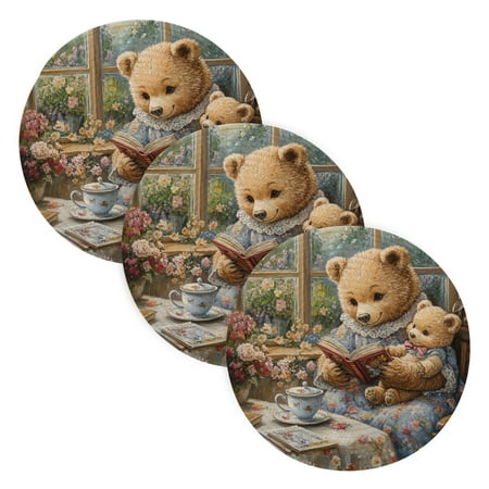 

BZSMCE Mats for Pots Pans Place Mama Bear Storytelling Simple Style Pattern Pot Mats