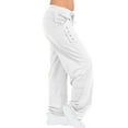 thumbnail image 6 of Scyoekwg Women Cargo Sweatpants Solid Color Side Button with Pocket Wide Leg Baggy Pants Casual Athletic Sports Yoga Pants (White,XXL）, 6 of 8