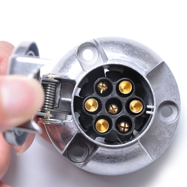 FOMIYES Conector De Para Remolque 7 Pin 12V Aleación De Aluminio Para Uso Plata