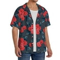 thumbnail image 2 of Goofa Rose Flowers Printed Men's Casual Short-sleeved Shirt,Lightweight Breathable Button-down,Summer Casual men's top,Versatile Fashion shirt-Small, 2 of 7