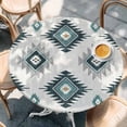 thumbnail image 2 of Turquoise Aztec Round Tablecloth, Fitted Table Cover with Elastic for 36"-44" Round Tables, Bohemian Southwest Neutral Aesthetic Table Cloth Outdoor Indoor Dinning Party Waterproof Tablecloths, 2 of 7