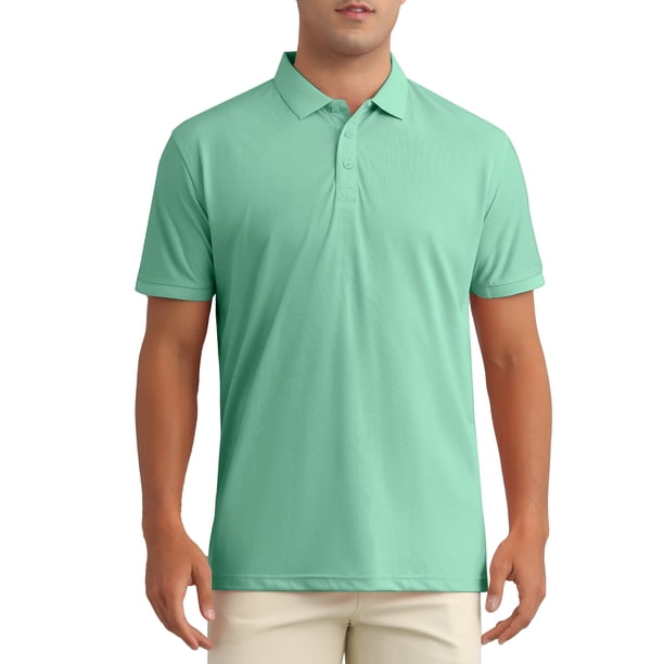 CAMISETAS POLO PARA HOMBRE INSPIRE CHIC de manga corta, livianas, de corte regular, casuales para trabajo, camisa de golf sólida, color verde