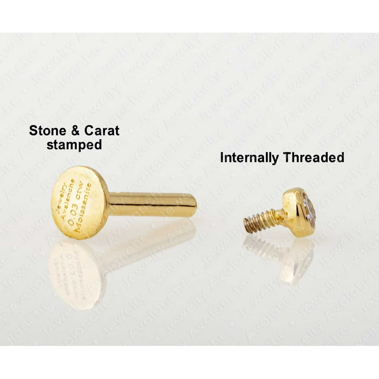 16G 14K Yellow Gold Bezel Set 2mm Moissanite Labret Monroe Stud