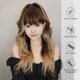thumbnail image 3 of Peluca de cabello sintético con flequillo para mujer, pelo largo ondulado Natural, marrón a rubio, ombré, Cosplay, resistente al calor diario, 3 of 4