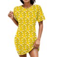 thumbnail image 1 of Gibobby Vestido corto casual para mujer Vestido de camiseta de manga corta con cuello redondo y estampado floral de moda de verano para mujer(Amarillo,XL), 1 of 5