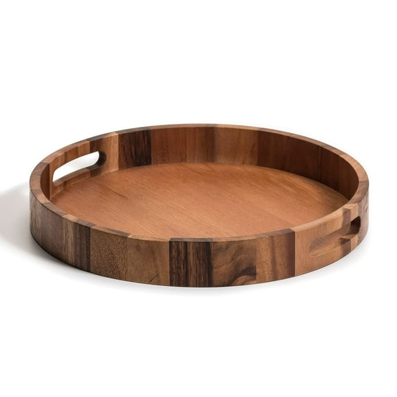 Kalmar Home Acacia Wood 17-Inch Round Serving Tray