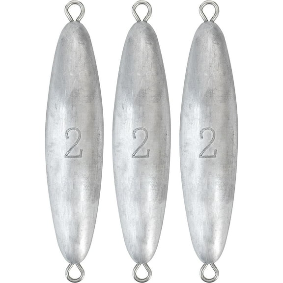 BLUEWING 2oz Torpedo Sinker 3pcs Fishing Weight Sinkers Saltwater Bullet Lead Fishing Sinkers Double Ringed Fishing Weights for Bottom Fishing
