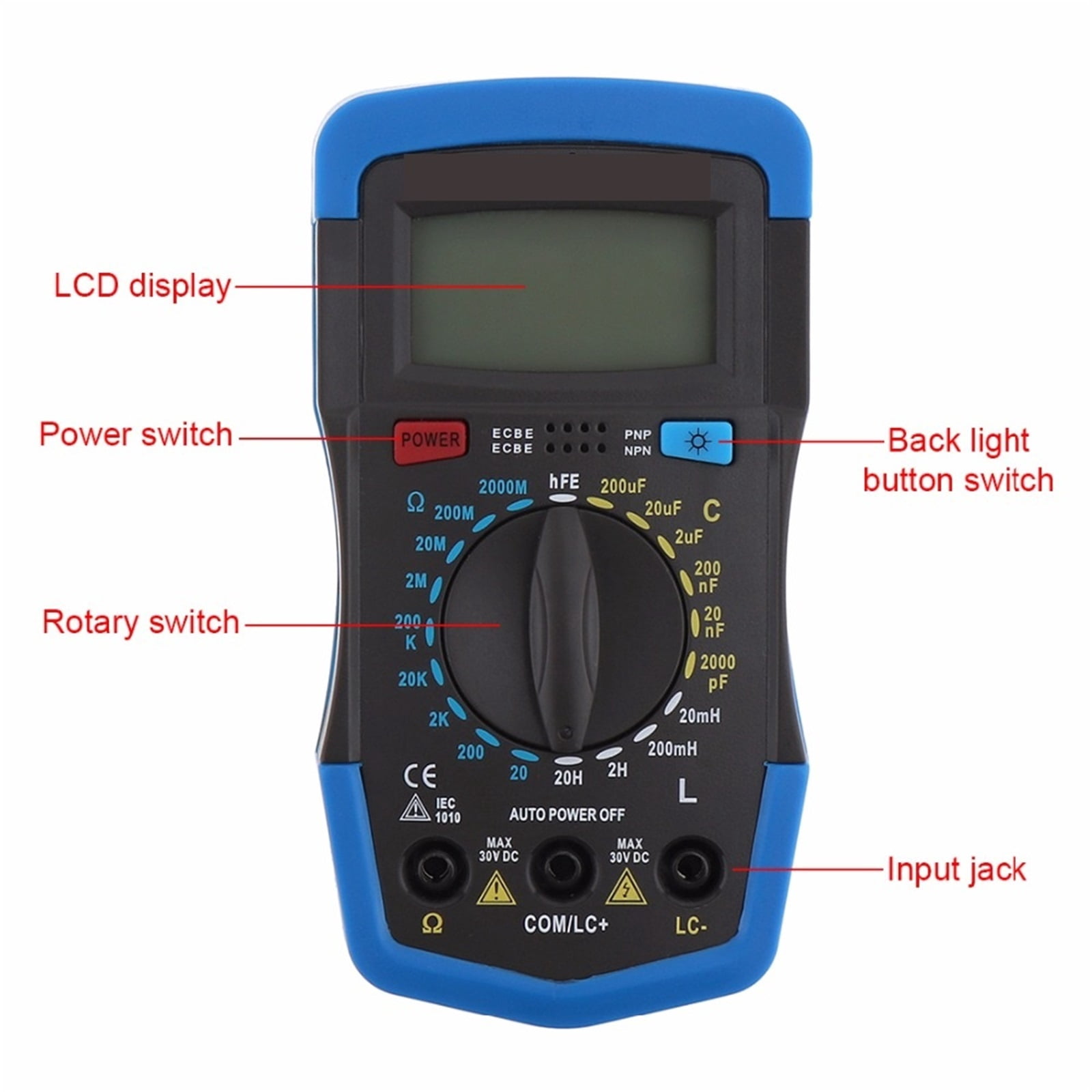 Capacitance Multimeter Digital Inductance LCD Meter HFE Test With Backlight Inductance LCR Meter Repair Tool ,Battery Test