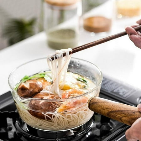 

Promotions! Soup Milk Pot Pan Borosilicate Glass Cooking Small Saucepan With Wooden Handle Cooker Gas Stove Home Cookware Kitchen Tools