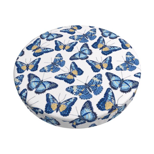 Balery Beautiful Butterflies Fundas de asiento para taburete de bar redondo de tela de terciopelo ajustables que protegen de arañazos y manchas para sillas de 14 a 17 pulgadas.-13 inch
