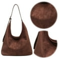 thumbnail image 5 of Yucurem Women Suede Shoulder Bag Stylish Crossbody Bag Fashion Tote Bag (Coffee ) Fashion shoulder bag (Coffee), 5 of 10