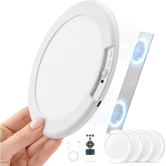 Rechargeable Ceiling Light with Remote and Magnetic Mounting 3CCT White 4 Pack