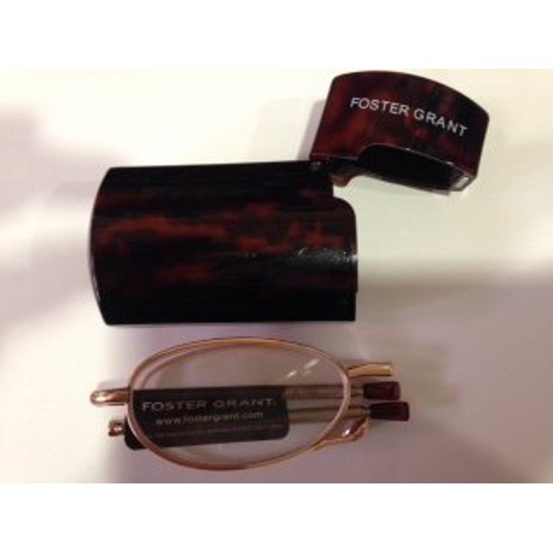 Foster Grant Oval Frame Folding MicroReader Gabriella Gold Color +1.50 with Spring Hinges and