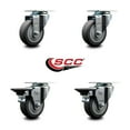 thumbnail image 2 of 3.5 Inch Thermo Rubber Wheel Swivel Top Plate Caster Set with 2 Posi Brakes SCC, 2 of 2