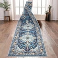 thumbnail image 1 of Findosom 2'x12' Hallway Runner Rug Washable Vintage Kitchen Laundry Runner with Non Slip Backing Farmhouse Entryway Living Room Floor Mat Stain Resistant Runner Carpet Blue, 1 of 6
