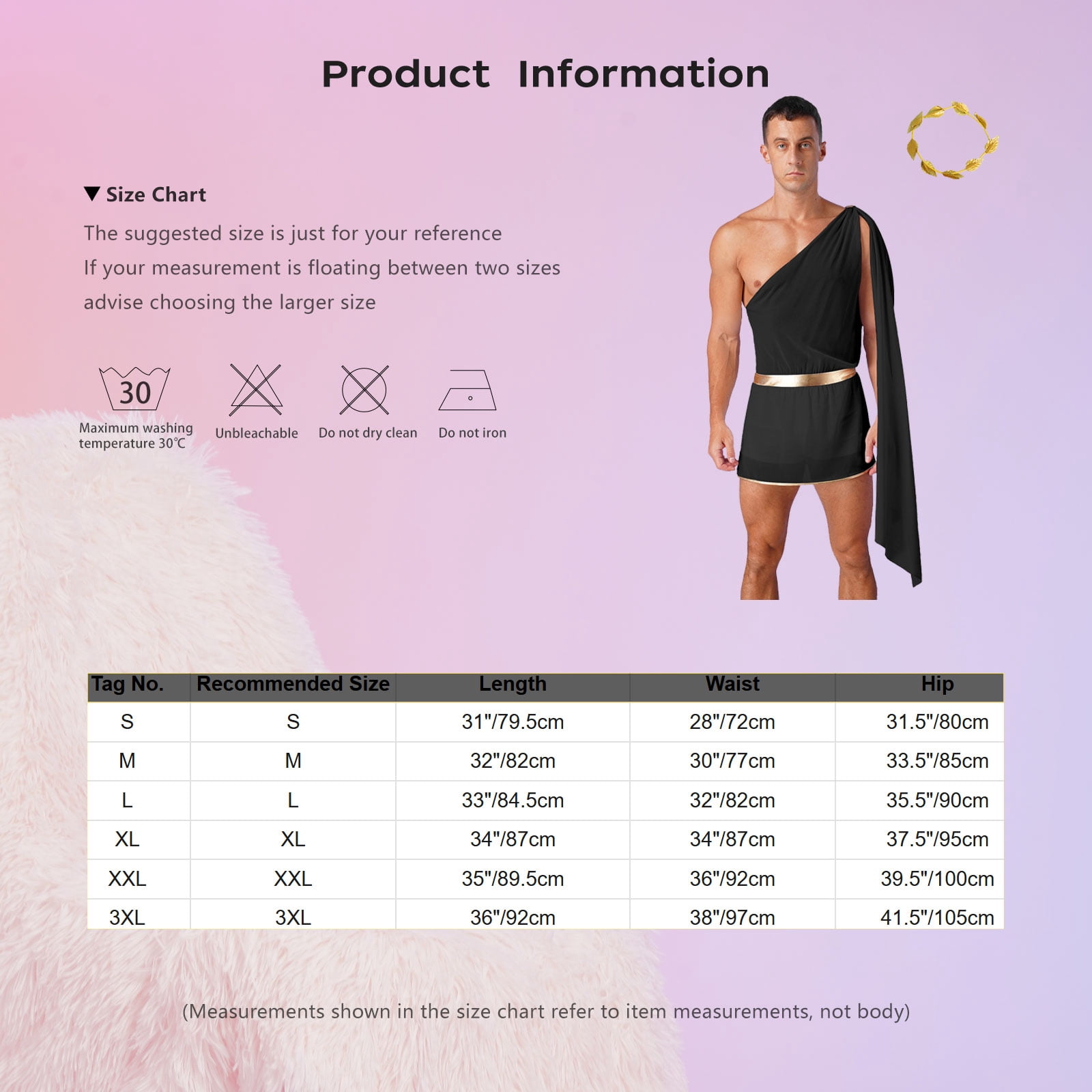 Eandarui Men's Greek Toga Costume Sets Adult Classic Toga Cosplay Roman Costume with Gold Laurel White L