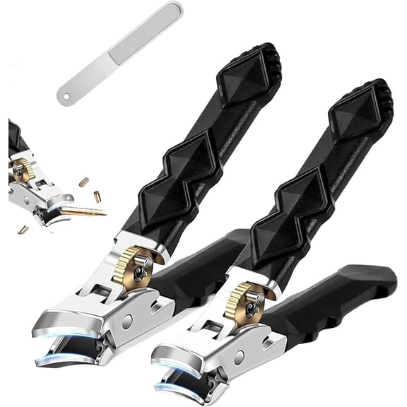 Nail Clippers, Ergonomic Design for Thick and Hard Nails, Anti-Splash, Non-Slip Handle, Sharp Stainless Steel Blades for Effortless and Precise Trimming (2PCS)