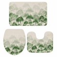 thumbnail image 2 of Gradient Green Bathroom Rugs Set Modern Abstract Art Watercolor Green Forest Tree Linen Non Slip Absorbent Bath Mats 3 Piece Set with Bathroom Rug, U-Shaped Floor Mat, Toilet Seat Cover Large Size, 2 of 9