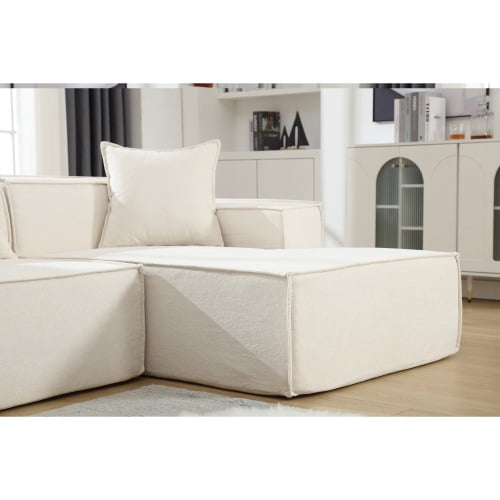 BSHTI Modular Combination Living Room Adult Sofa Set,Free Installation Sofa,Right L-shaped,Italian Minimalist Tofu Block Sofa,Beige