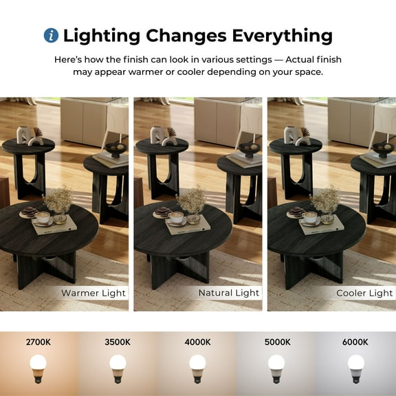 Furniture of America Carmel Modern Solid Wood 3-Piece Round Coffee Table Set, Gray