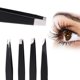 thumbnail image 5 of Pinzas para cejas de acero inoxidable, herramienta de maquillaje con Clip para dar forma a las cejas con punta inclinada (negro), 5 of 8