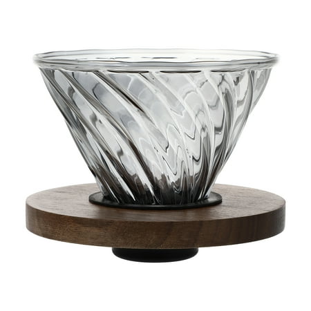 

Coffee Dripper Glass Funnel Brewer Pot Filter Walnut Pad Pour Over Cone Wood Base Brewing Kettle