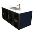 thumbnail image 2 of Solaria 48" Wall Mounted Blue Vanity Set in White Porcelain Top - Gold Handles, 2 of 11