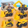 thumbnail image 1 of Ensemble de Jouets de Camions de Construction de Luxe, Lot de 5 - Comprend Camion-Benne, Bulldozer, Chargeuse sur Pneus, Excavatrice et Rétrocaveuse - Jouets Éducatifs à Roue Libre, Durables et Colorés pour Enfants - Parfait Noël, 1 of 5