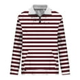 thumbnail image 5 of IYTR Men's Stand Collar Casual Sweatshirt Long Sleeve Striped Zipper Pullover Sweatshirt Fall Winter Sport Sweater Tops Wine L, 5 of 5