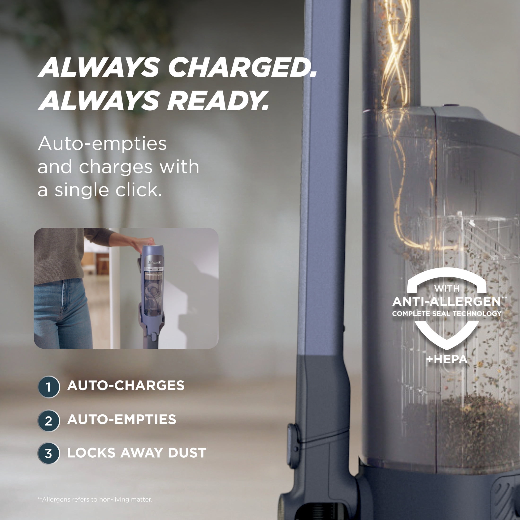 Shark PowerDetect Speed Clean & Empty System Cordless Stick Vacuum, 60 Min Runtime, Auto-Empty Dock, IA3140
