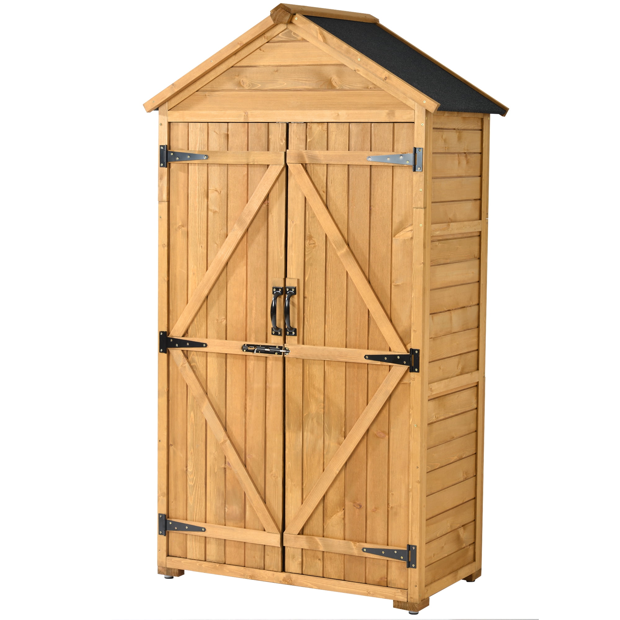 Outdoor Vertical Shed, SESSLIFE Wooden Storage Tool Shed with