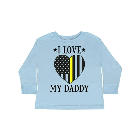 

Inktastic Dispatcher Daddy Gold Line Emergency Gift Toddler Boy or Toddler Girl Long Sleeve T-Shirt