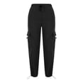 thumbnail image 6 of ZHANGDER Girls Cargo Pants Elastic Waist Drawstring Y2K Trousers with Pockets Wide Leg Jogger Pants, Black 4-5 Years, 6 of 7