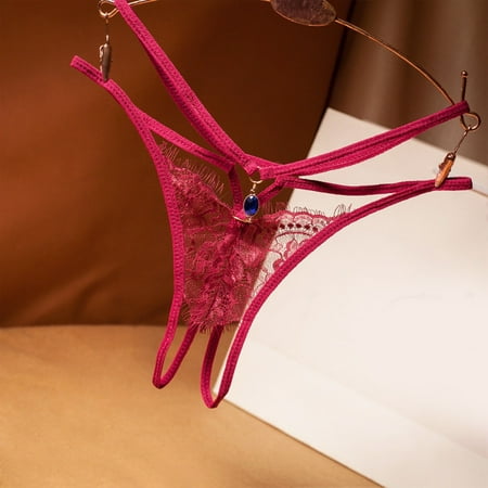 

bvgfsahne Women Lace Sexy Thong Ladies Cross Belt Ultra Thin Hollow Temptation Panties Hot Open File Underwear