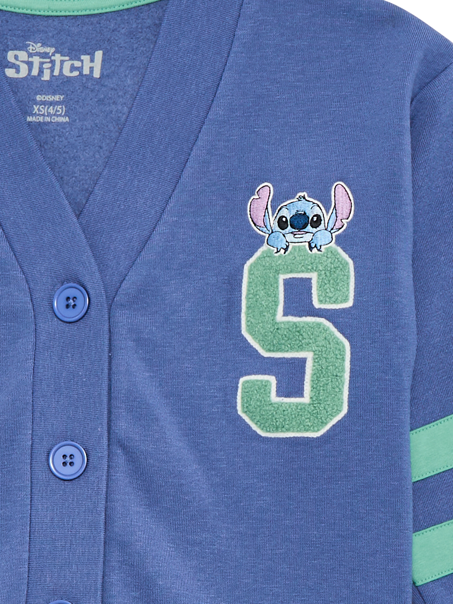 Lilo and Stitch Girls Varsity Cardigan Sweater with Long Sleeves, Sizes 4-16