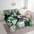 thumbnail image 3 of Manfei Baseball Sports Bedding Comforter Set 7 Pieces,Ball Game Lover Full Bedding Set,Green Geometric Plaid Fitted Sheet Flat Sheet For Boys Teens,Luxury Bedroom Decor Reversible, 3 of 8
