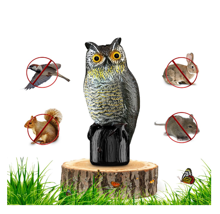 2x Owl Decoy Statue Scarecrow To Scare Birds Away For Squirrels Garden Decor